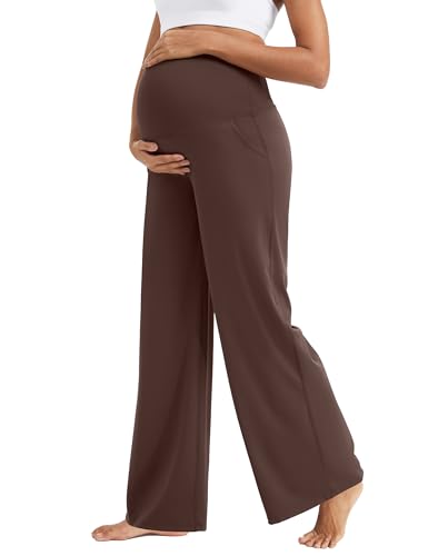 MathCat Maternity Pants Pregnancy Work Trousers Over the Belly - color: Taupe, size: Small