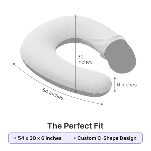 Replacement Cover for C-Shaped Body Pillow - Soft Stain-Resistant Jersey Knit Case, Dust-Mite Resistant, Machine Washable, Black