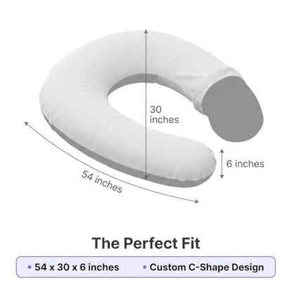 Replacement Cover for C-Shaped Body Pillow - Soft Stain-Resistant Jersey Knit Case, Dust-Mite Resistant, Machine Washable, Black