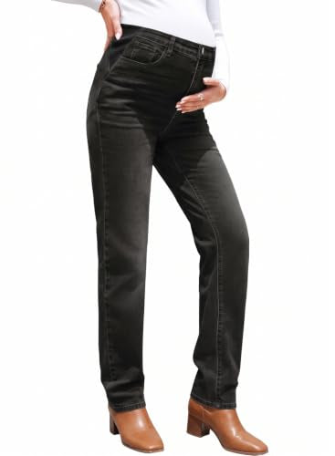 BLENCOT Womens Maternity Jeans Elastic Waist Stretch Pregnancy Denim Pants - color: Black, size: Small