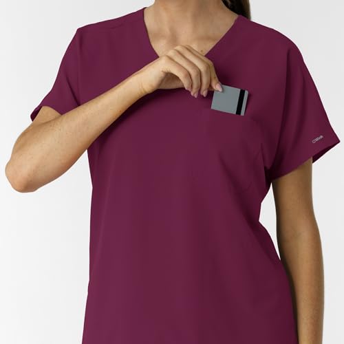 Wink Women's Women's Drop Shoulder Tunic Scrub Top - color: Wine, size: XX-Small