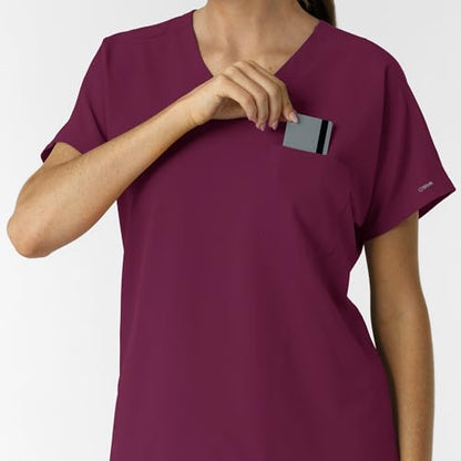 Wink Women's Women's Drop Shoulder Tunic Scrub Top - color: Wine, size: XX-Small