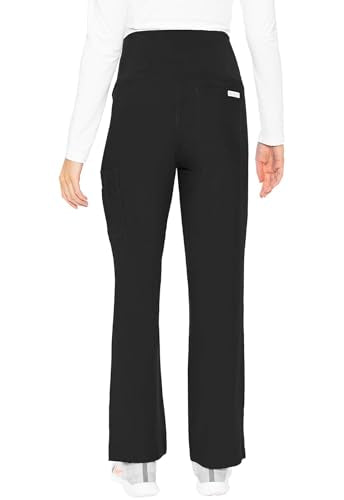 Med Couture Touch Maternity Scrub Pant Straight Leg with 3 Pockets - color: Black, size: 3X-Large Plus