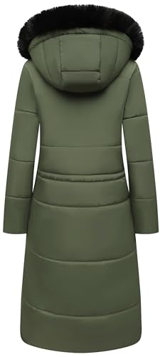 MOERDENG Women's Long Winter Puffer Coat Waterproof Warm Maxi Down Jacket - color: Army Green, size: 3X-Large