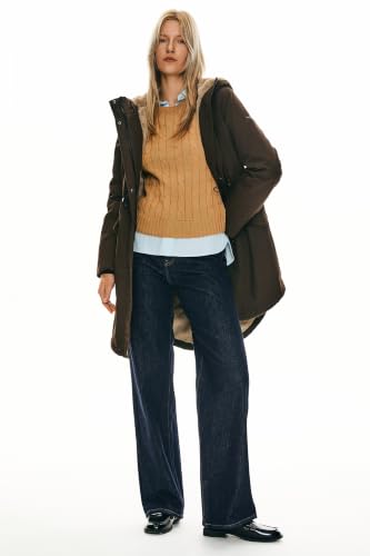 Orolay Women's Thicken Fleece Lined Parka Winter Coat Hooded Jacket with Pockets - color: Brown, size: Small
