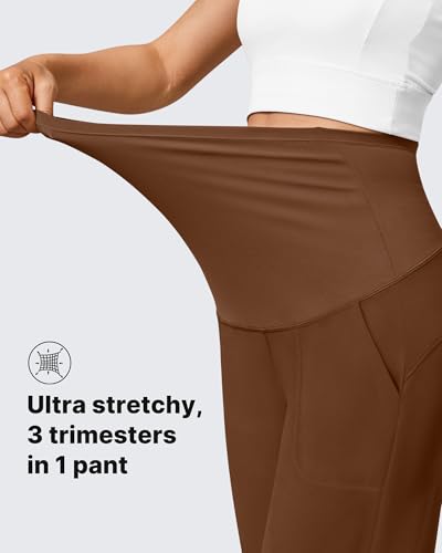 G4Free EverGoing Maternity Pants Over The Belly Pregnancy Joggers Workout - color: Dark Coffee, size: Medium