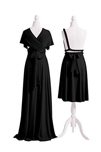 72styles Maxi Infinity Dress for Bridesmaids, Convertible Multi-Way Wrap - color: Black, size: One Size