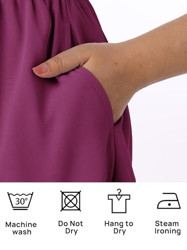 CzzzyL Women's Nursing Dress Smocked Bodice Ruched Midi with Pockets - color: Voilet, size: Large