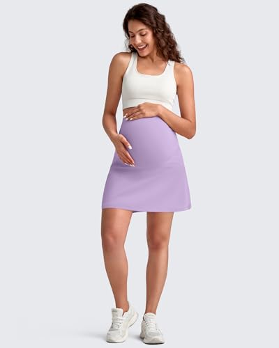 G4Free BareFeel Maternity Skirt with 2 Pockets Pregnancy Shorts Tennis Golf - color: Light Purple, size: Medium