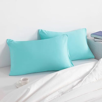 NTBAY Queen Microfiber Pillowcases, Set of 2, Aqua - color: Aqua, size: Queen (20"x30")