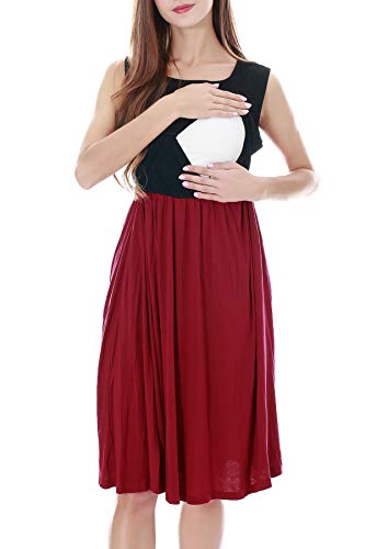 Smallshow Women's Sleeveless Nursing Dresses - color: Black-wine, size: X-Large