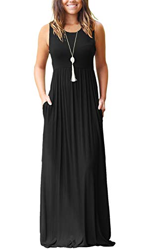 MOLERANI Women's Summer Maxi Long Casual Dresses with Pockets - color: 00 Black, size: Large