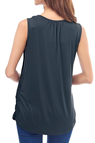 Smallshow Women's Maternity Nursing Tank Tops Breastfeeding Clothes 3-Pack - color: Black-dark Grey-white Stripe(3 Packs), size: Large