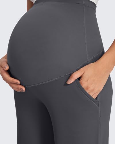 G4Free Fleece Lined Maternity Yoga Pants Winter Pregnancy Work Trousers - color: Dark Gray, size: Small