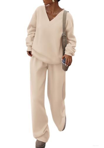 PRETTYGARDEN Womens 2 Piece Outfits Fall Sweatsuits - color: Beige, size: X-Large