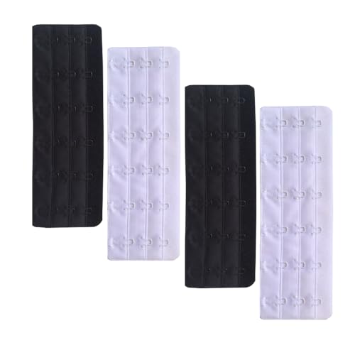 Women Elastic Bra Extenders 1-6 Hook, Bras Back Extension Strap - color: 6 Hook 2.5cm Spacing,black/White 4pcs