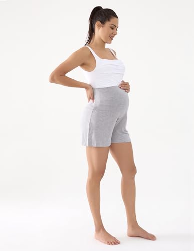 Viscose from Bamboo Maternity Summer Lounge Pajama Shorts - color: Grey, size: Large