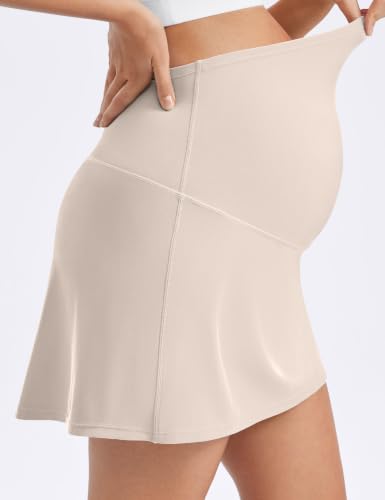 POSHDIVAH Creamluxe Maternity A-Line Tennis Golf Skirt - color: Khaki, size: Large