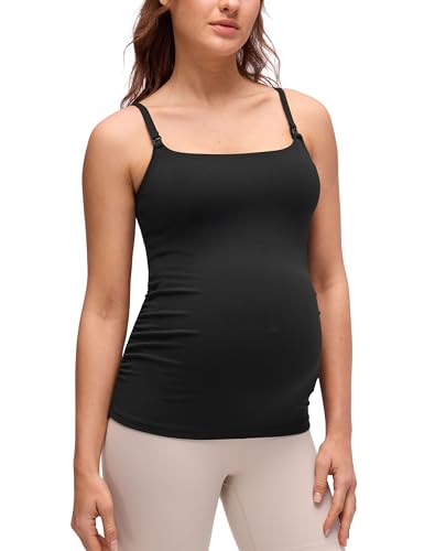 CRZ YOGA Maternity Nursing Tank Tops - color: Black, size: Small