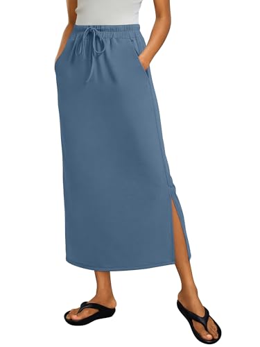 ANRABESS Air Layer Fabric Maxi Skirts for Women - color: Grey Blue, size: X-Small