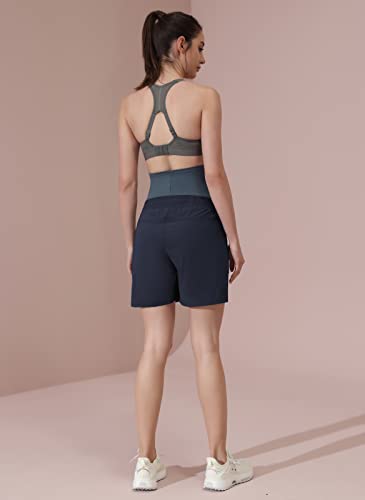Maacie Maternity 5" Hiking Shorts with Pockets - color: Navy Blue, size: X-Large
