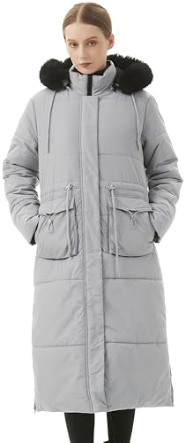MOERDENG Women's Long Winter Puffer Coat Waterproof Warm Maxi Down Jacket - color: Light Grey, size: Medium