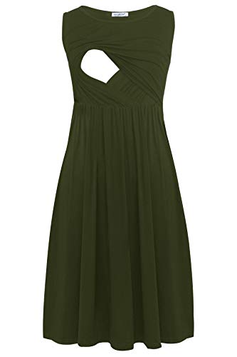Smallshow Women's Sleeveless Nursing Dresses - color: Army Green, size: X-Large