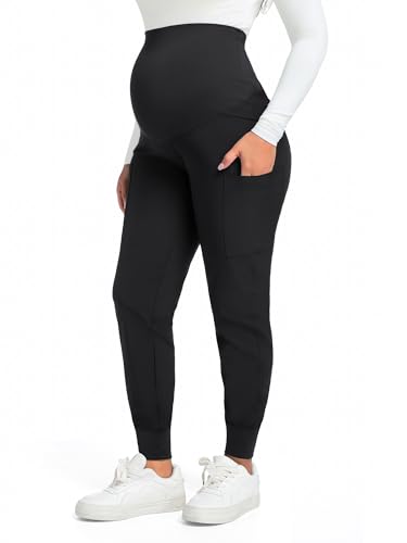 COZYFIT Maternity Scrub Pants, Jogger Workwear with 4 Pockets - color: Black, size: XX-Large
