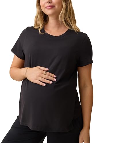 Kindred Bravely Essentials Cotton Nursing T Shirt Pregnancy to Postpartum - color: Black, size: 1X