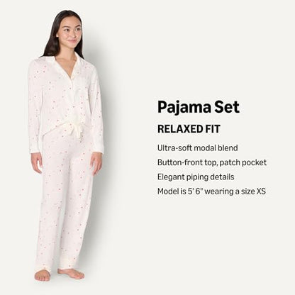 Amazon Essentials x Sofia Grainge Mommy and Me Long Sleeve Pajama Set - color: Ivory Multi Hearts, size: X-Large