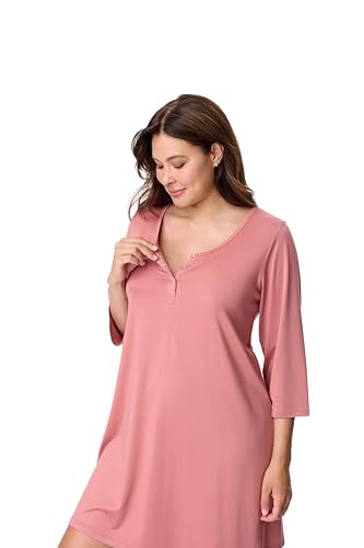 Motherhood Maternity Women's Sleep Henley - color: Withered Rose, size: Medium