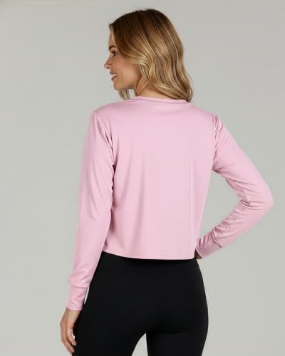 5 Pack Women's Dry Fit Long Sleeve Crop Tops Workout Athletic Crew Neck Tee - color: Set 14, size: Small