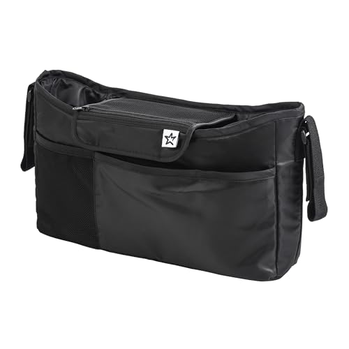 Tiny Twinkle Universal Stroller Organizer with Adjustable Strap - Waterproof Stroller Caddy Fits Baby Jogger, Nuna, Graco, Donna and Bugaboo Strollers（Black） - color: Black, size: CLassic
