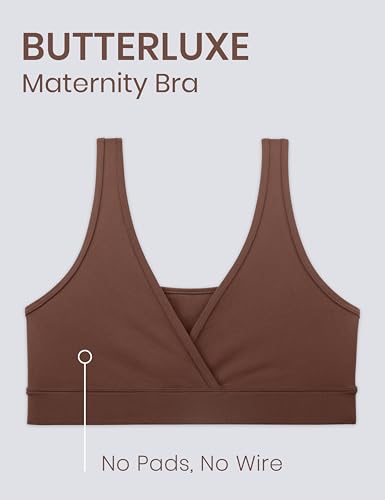 CRZ YOGA Maternity V Neck Nursing Bras - color: Coffee Brown, size: X-Large
