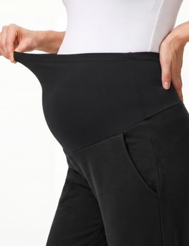 Women's Maternity Joggers with Light Fleece Lining - color: Black, size: Medium