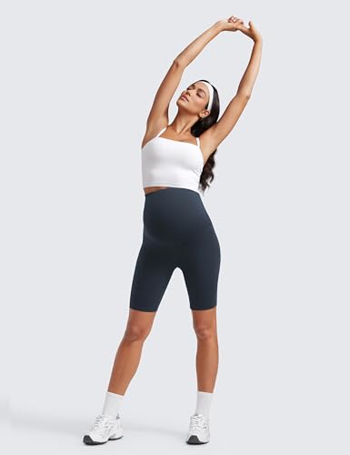 CRZ YOGA Maternity Biker Shorts 8" - color: True Navy, size: Large