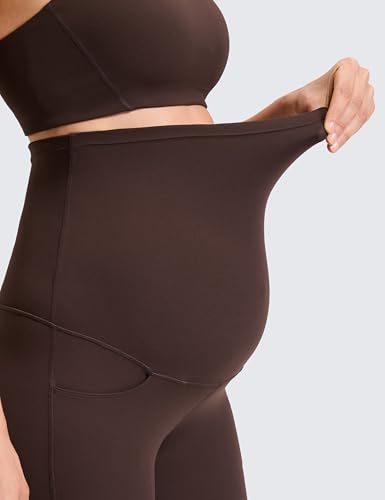 CRZ YOGA Maternity Flare Leggings Pocket 29'' - color: Hot Fudge Brown, size: Medium