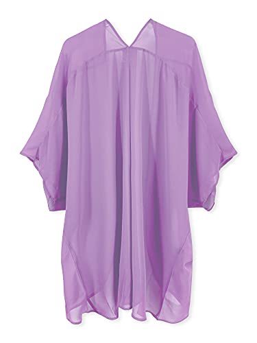 Moss Rose Women's Beach Kimono Coverup Sheer Chiffon Open Front Cover Ups - color: Pale Violet