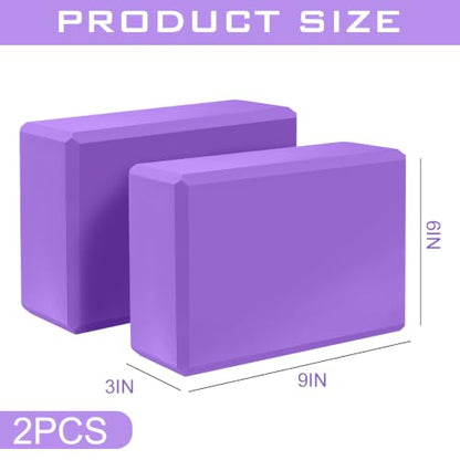 9"x6"x3" Yoga Block, 2 Pcs Soft Non-Slip Foam Blocks Supportive - color: Purple