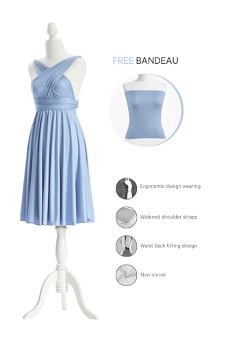 72styles Multi-Way Wrap Short Infinity Dress for Bridesmaids - color: Dusty Blue