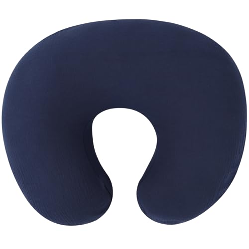 Onacosht Muslin Nursing Pillow Cover, 100% Cotton, Navy Blue - color: Navy Blue