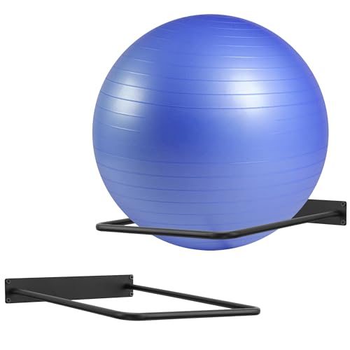 Black Metal Exercise Ball Storage - Wall Mounted for Home or Gyms, Acts as a Yoga Ball Holder
