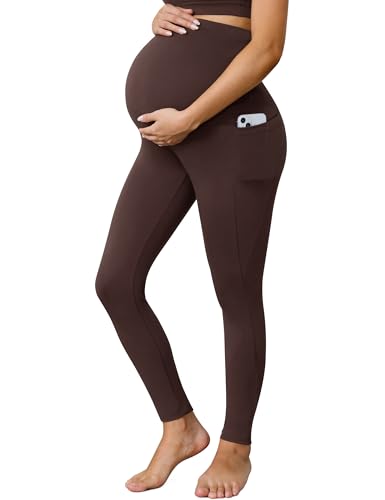 Buttergene Maternity Leggings with Pockets - color: Coffee, size: XX-Large