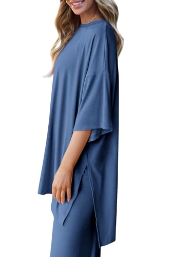 PRETTYGARDEN Two Piece Sets for Women Lounge Matching Set - color: Blue, size: Large