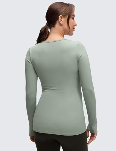 CRZ YOGA Maternity Crewneck Tops - color: Green Palm Court, size: Medium