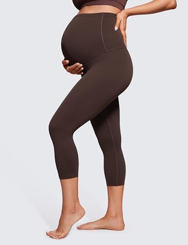 CRZ YOGA Maternity Capris Leggings 21" - color: Hot Fudge Brown, size: X-Large