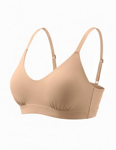 Women's Bralette Soft No Padding Comfort Sleep Bras - color: Nude, size: Large