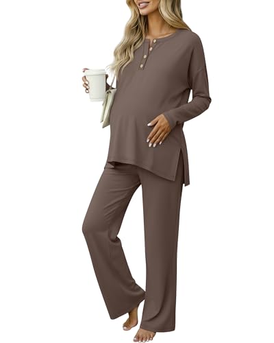 Women's Maternity Pajamas Sets - color: Coffee, size: Small