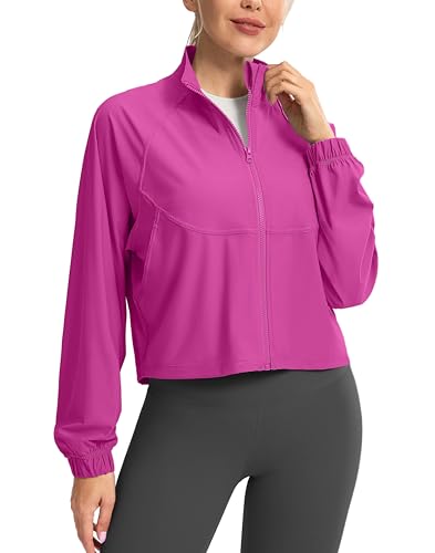 Soothfeel Women's Athletic Lightweight Jacket UPF 50+ Sun Protection Shirts - color: Sizzling Pink, size: XX-Small