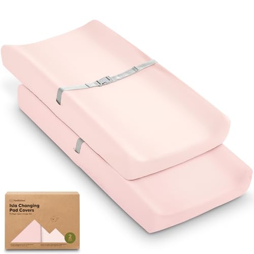 2-Pack Baby Changing Pad Cover for Girl, Boy, 34x18 (Mist Rose) - color: Mist Rose, size: Viscose derived from Bamboo
